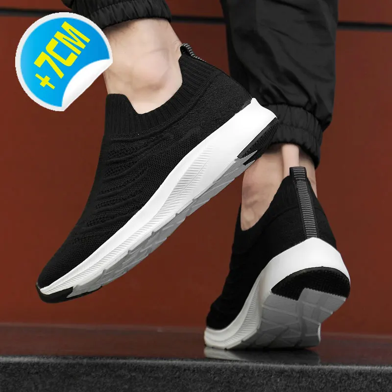 tennis Lift Man Sneakers Summer Elevator Shoes Height Increase Shoes for Men Mesh Light Breathable 7CM Slip-on Casual