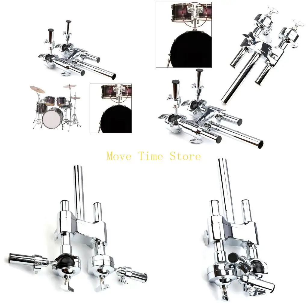 92ME Drum Stand, Drum Mount Arm Double Drum Stand Shelf 2 Way Percussion Instrument Parts for Drum Parts for Drummers