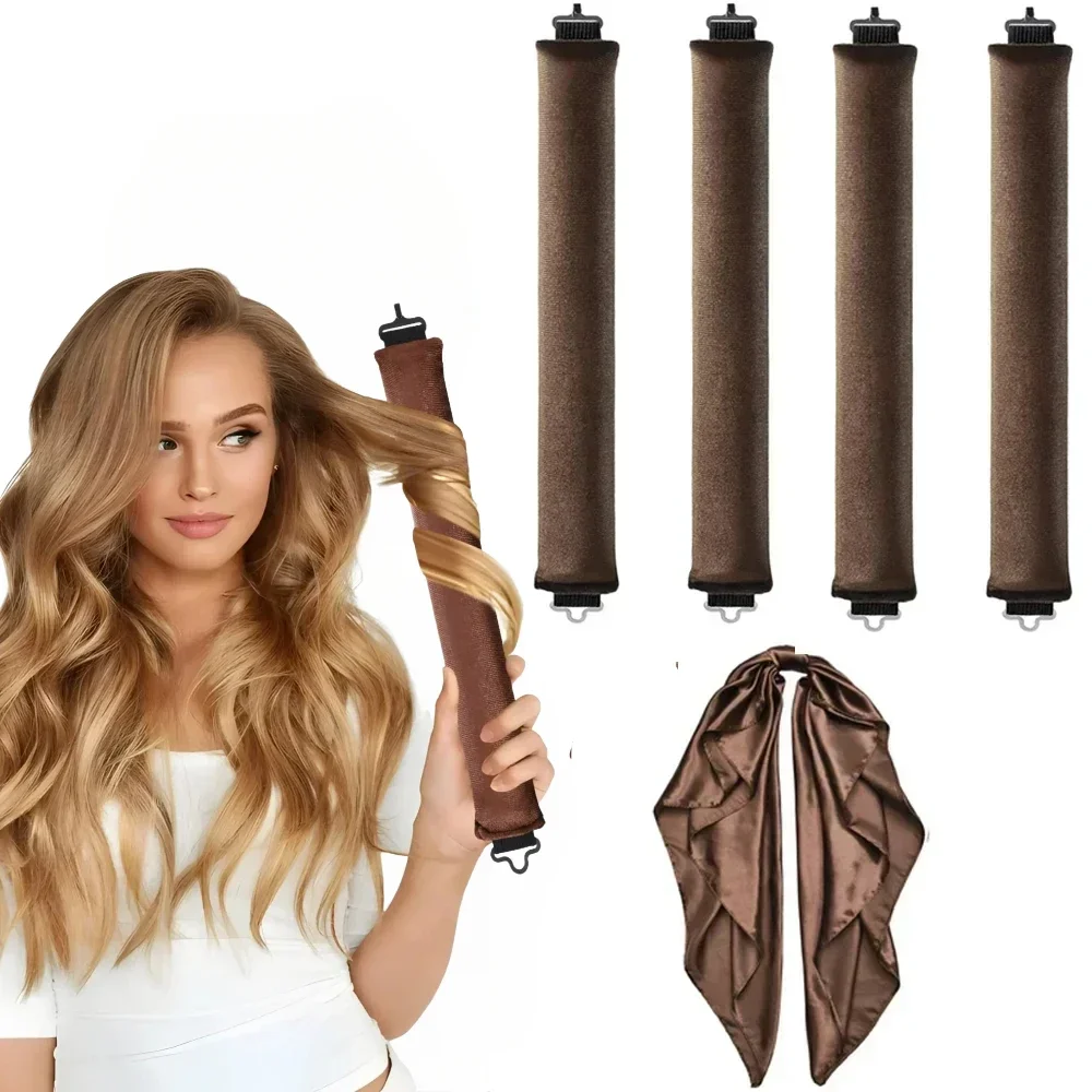 Heatless Curling Rod Stirnband mit Schal Weiche Lockenwickler Keine Hitze Lockenwickler Schlafen Faule Locken Flexi Stangen Haar Styling Werkzeuge