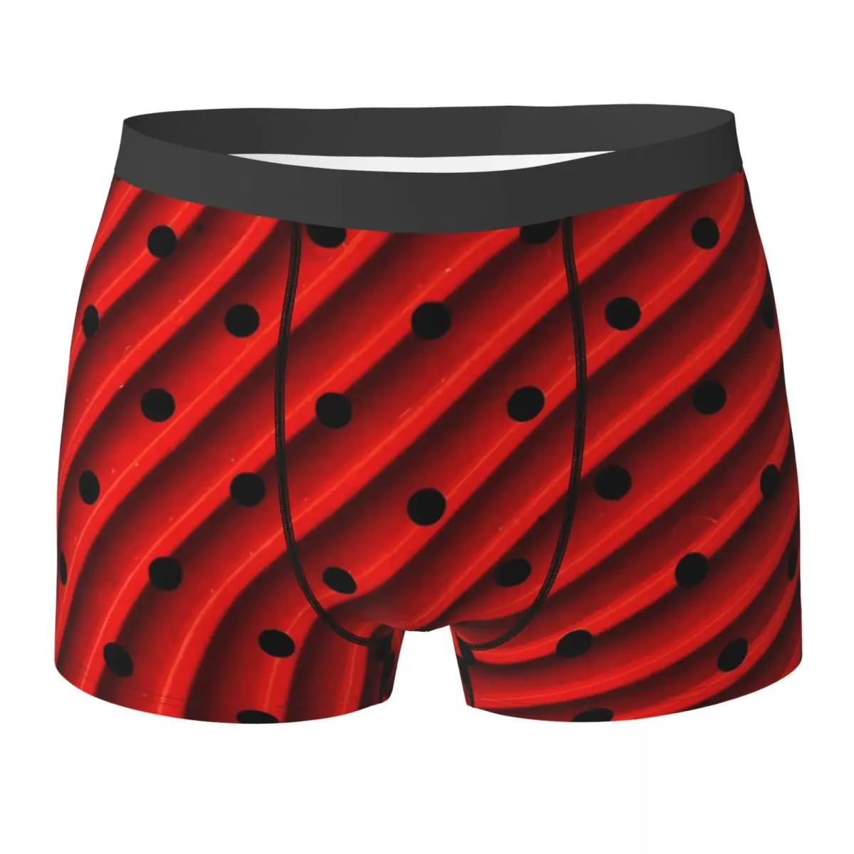 Striped Polka Dot Underwear Red And Black 3D Pouch Hot Trunk Sublimation Boxer Brief Elastic Man Underpants Big Size