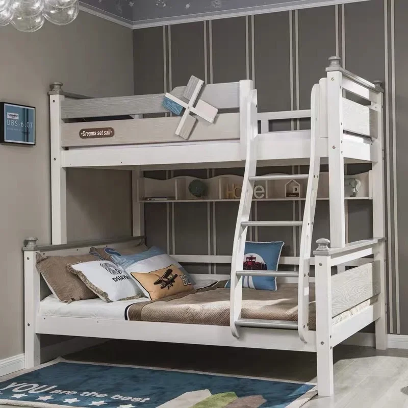 Wholesale Customized Modern Design Solid Wood Furniture Double Size Kids Adult Bunk Beds With Ladder