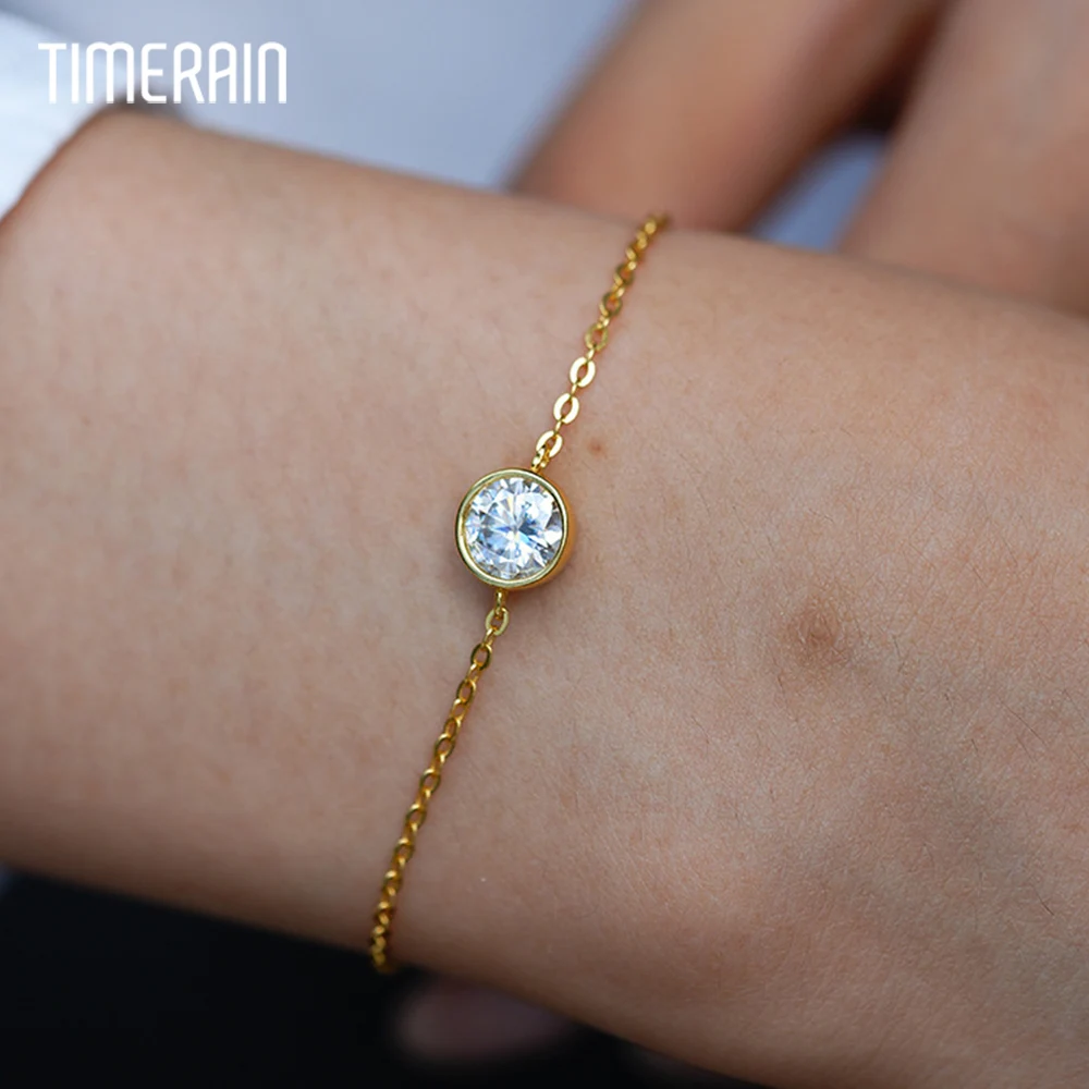 

0.3CT 1CT Moissanite Solitaire Bracelets for Women S925 Silver Plated 18k Gold Lab Diamond Adjustable Wrist Chain with GRA