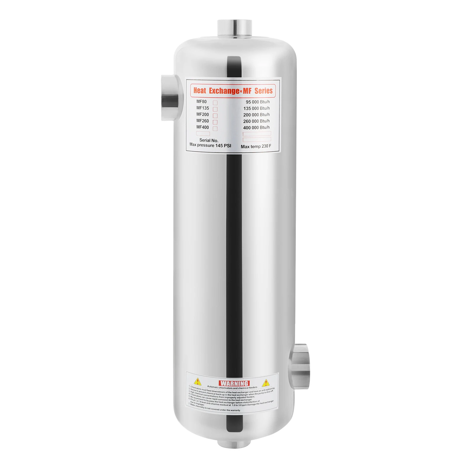 60KW Schwimmbad-Wärmetauscher aus Edelstahl SS304 für 250m³ Poolvolumen, Leistung 200kBtu/h für Whirlpools und Heizwannen – Detail 11