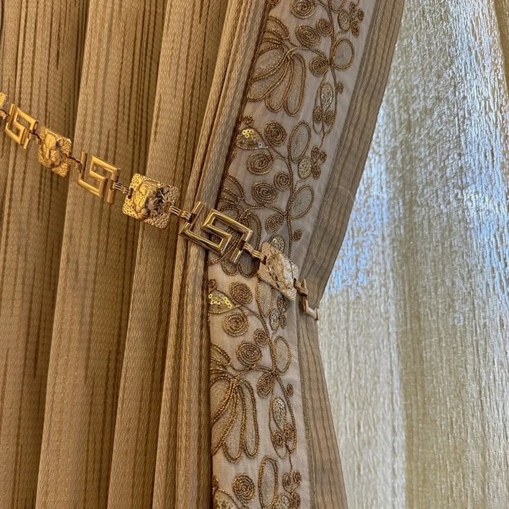 French Light Luxury Relief Curtains for Living Room Bedroom High Precision Golden Meteor Shower Vertical Curtain Wiindow Custom