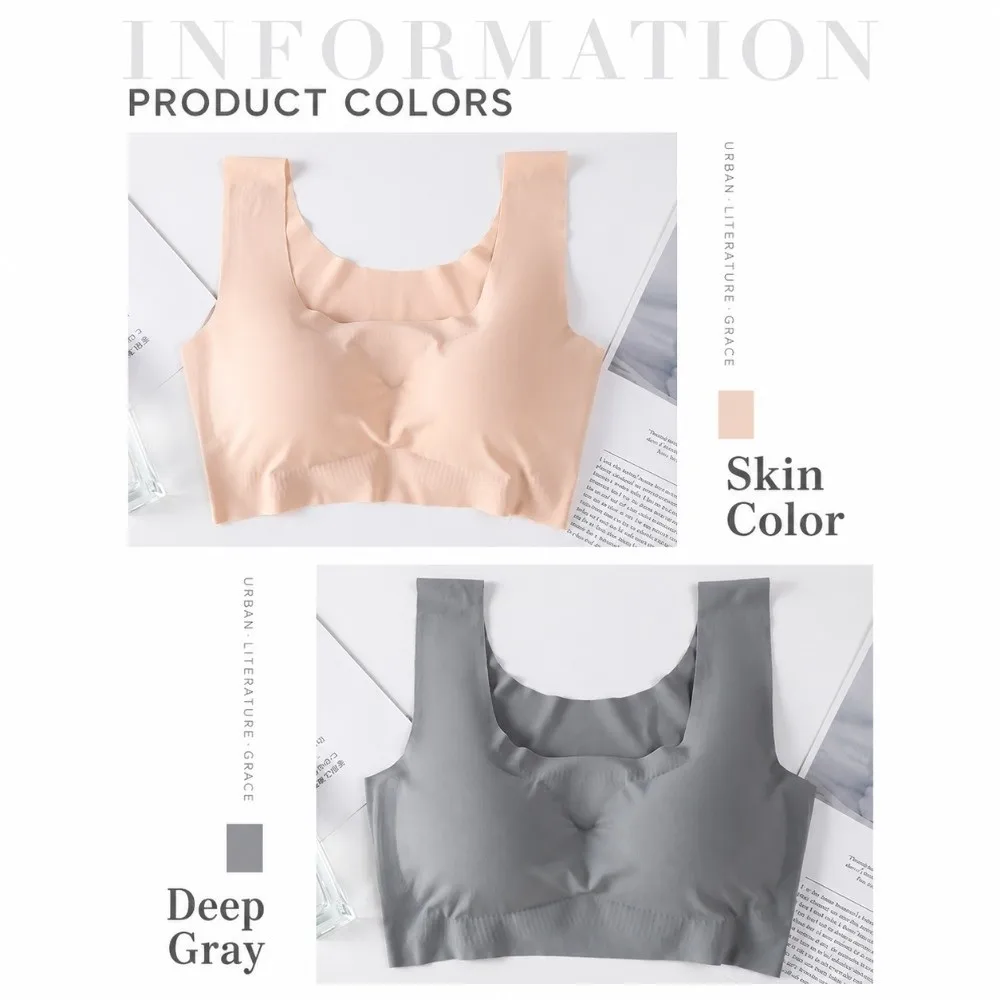 New Breathable Wireless Seamless Bra Comfort Soft Push-up Sports Bra Ice Silk Female Underwear Tank Top Bra Workout Fitness