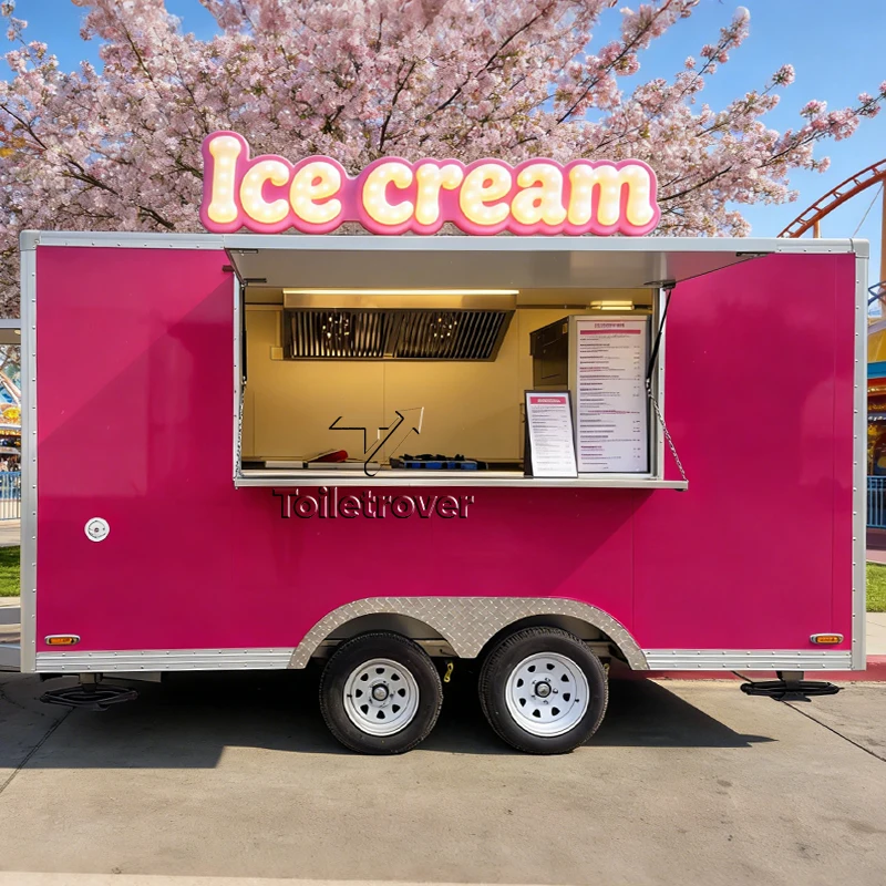 

Полностью оборудованный фудтрак из нержавеющей стали для уличной торговли, передвижной кафе-фургон с холодильником