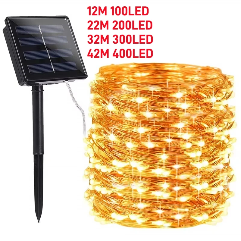 

12M/22M/32M/42M LED Outdoor Solar Lamp LEDs String Lights Fairy Holiday Christmas Party Garland Solar Garden Waterproof Lights