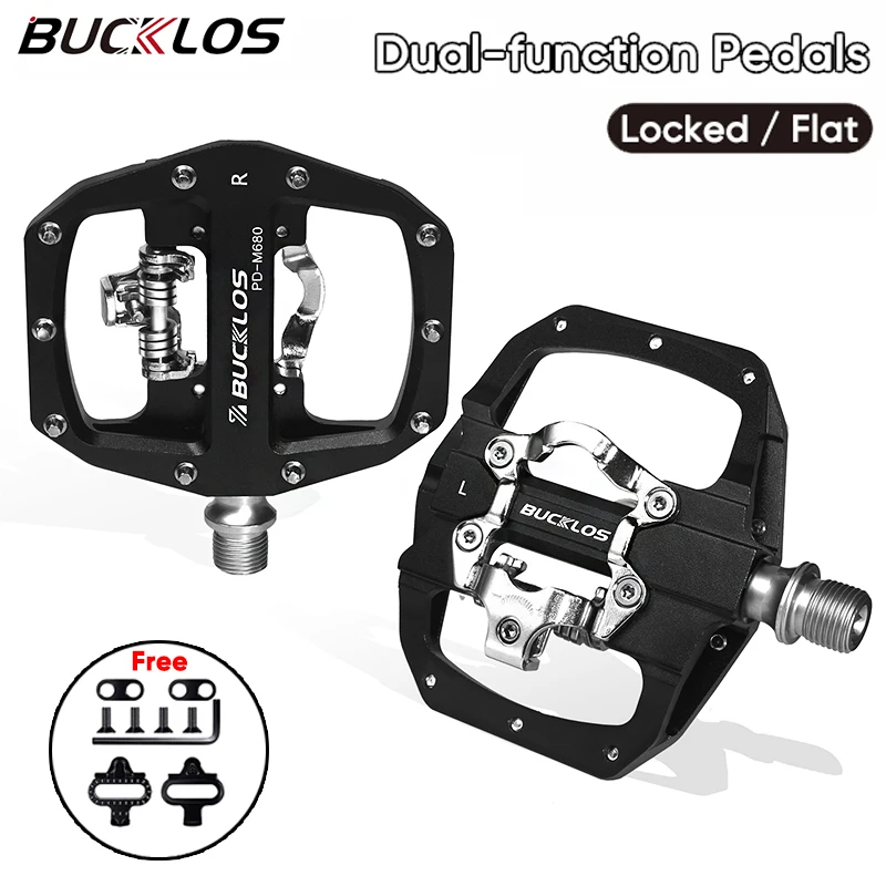 BUCKLOS Bicycle Pedals MTB Contact Bike Pedals Dual Function Locking Flat Platform for Bicycle MTB Pedals Fit SPD Cycling Part