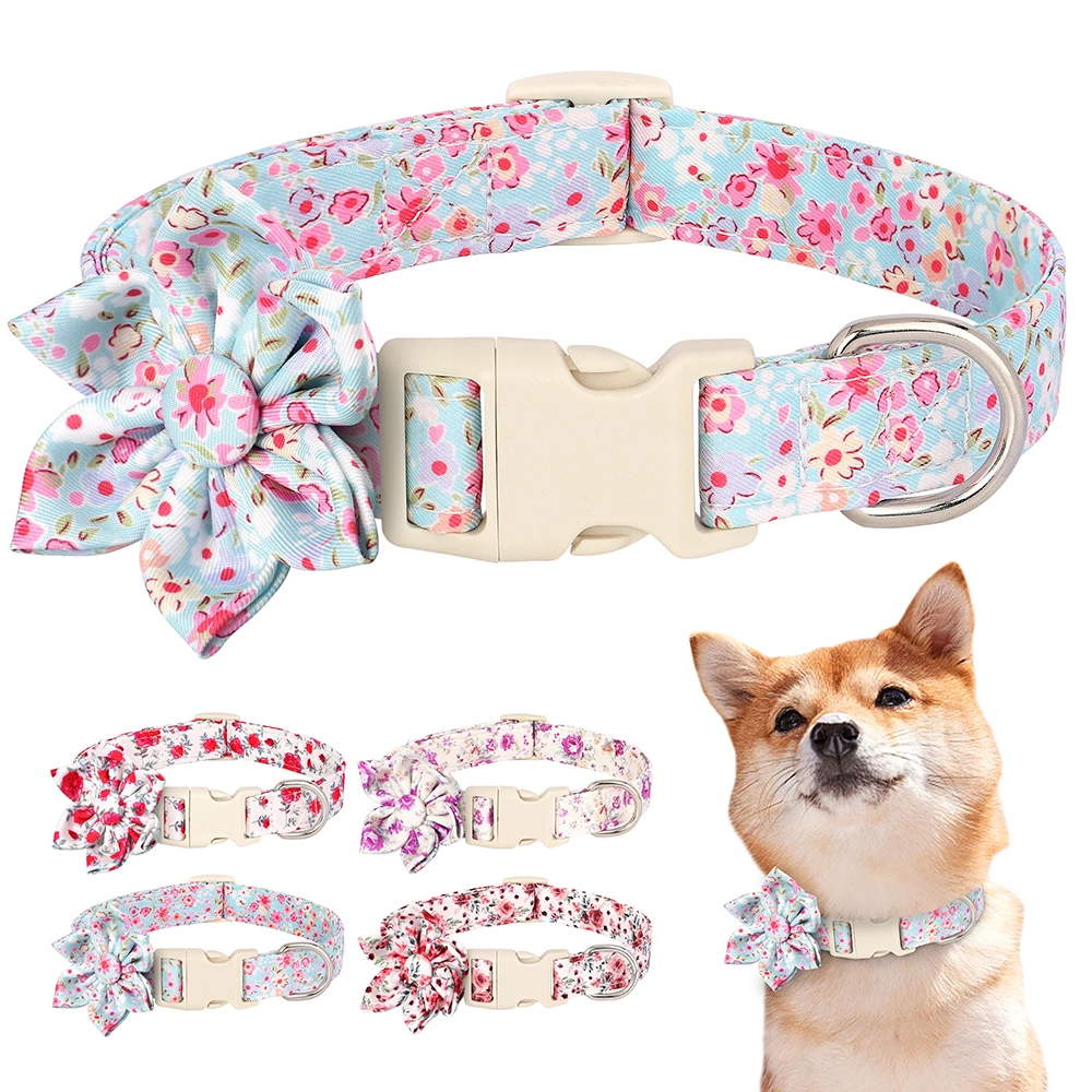 

Fashion Bowknot Dog Collar Cute Flower Print Dog Collars Adjustable Bow Tie Pet Necklace for Small Medium Large Big Dogs Collar