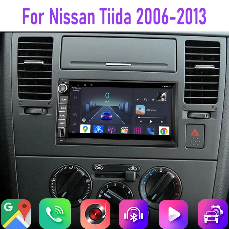 

7" 4GB+64GB For Nissan Tiida 2006-2013 Car Radio Google Map Head Unit GPS Navi Android Auto BT Stereo Steering Wheel Control
