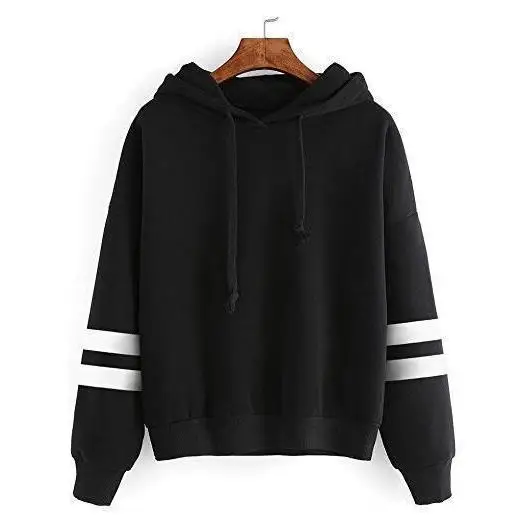 Double Bar Blank Hoodie-Sweatshirt für Damen, lang, Sve Street Sle, Polyester, Frühlingsfaion, lässig, bequeme Passform