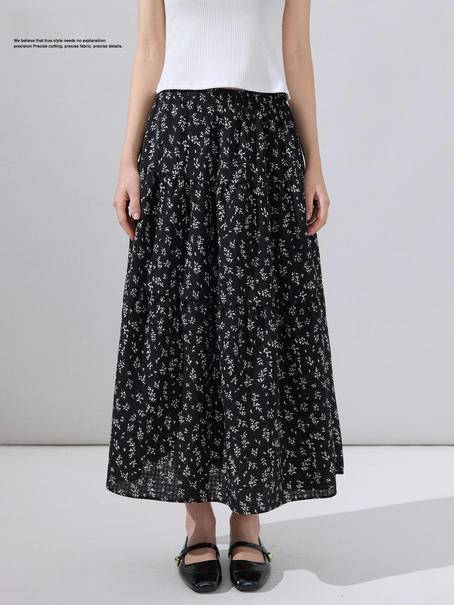 

High Waist A-Line Skirt Floral Print Casual Versatile Women's Spring Autumn Ikyou Premium Feel Skirt Breathable Polyeste...