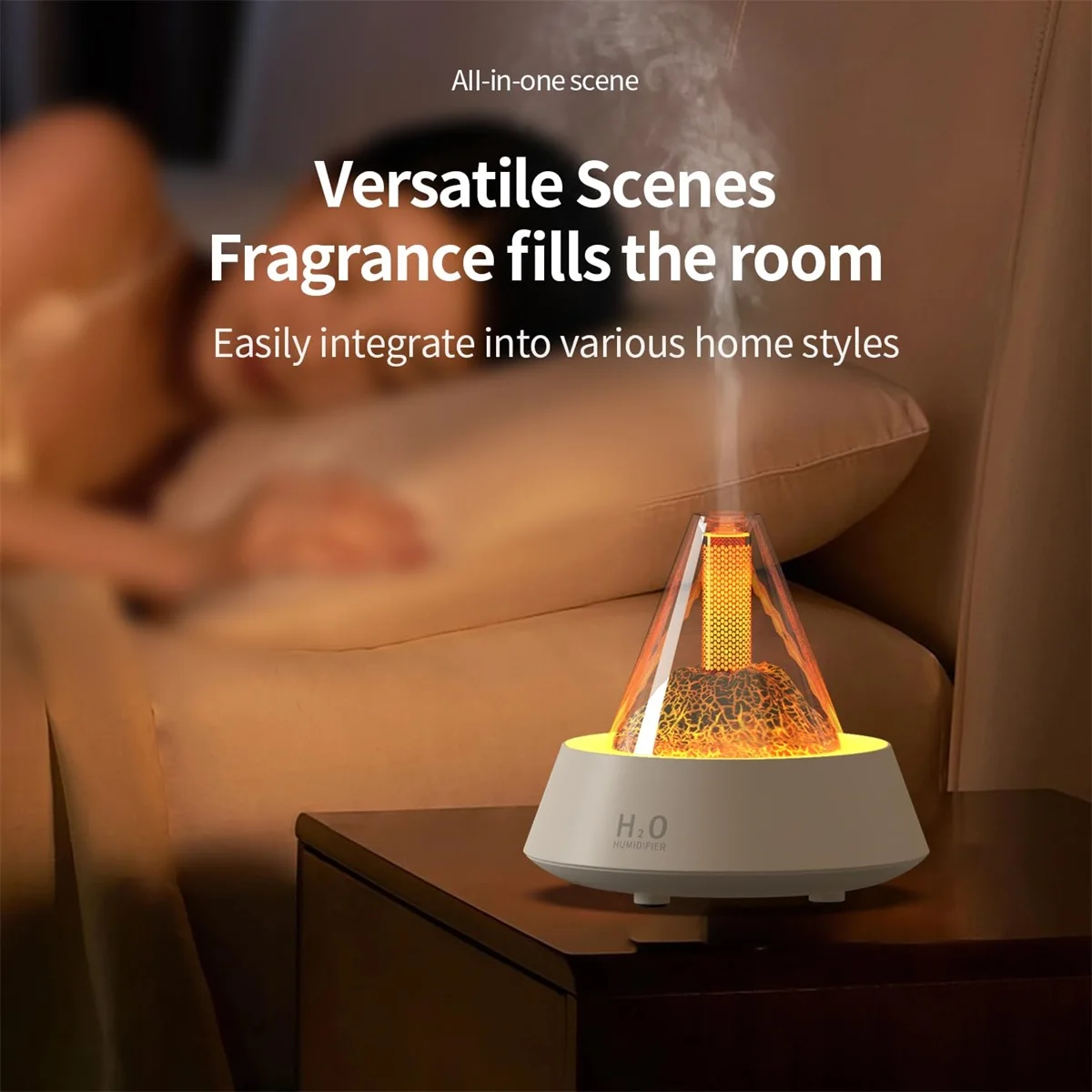 

Gradient Aroma Diffuser Essential Oil Diffuser Small Lava Flame Humidifier for Hotel Bedroom Office Living Room Yoga