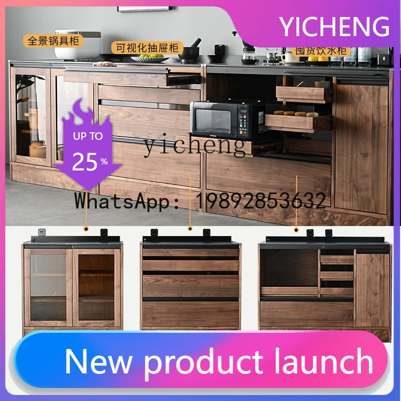 

X1 dining side cabinet solid wood rock slab storage tea cabinet small apartment floor display cabinet decor decoration