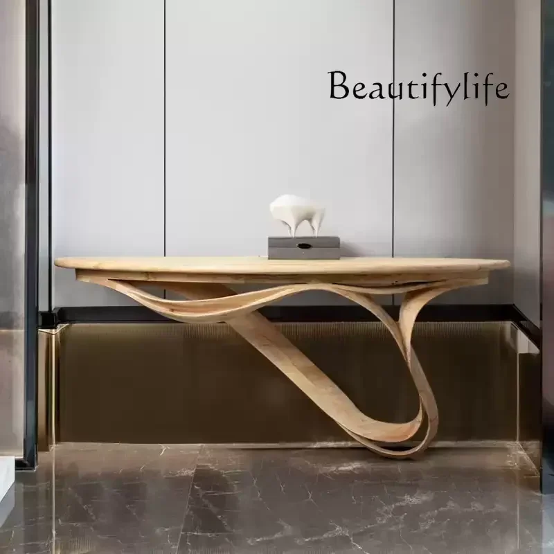 

Wabi Sansan Wind Creative Solid Wood Art Entrance Entrance Table Simple Modern Wall Bar Entrance Table