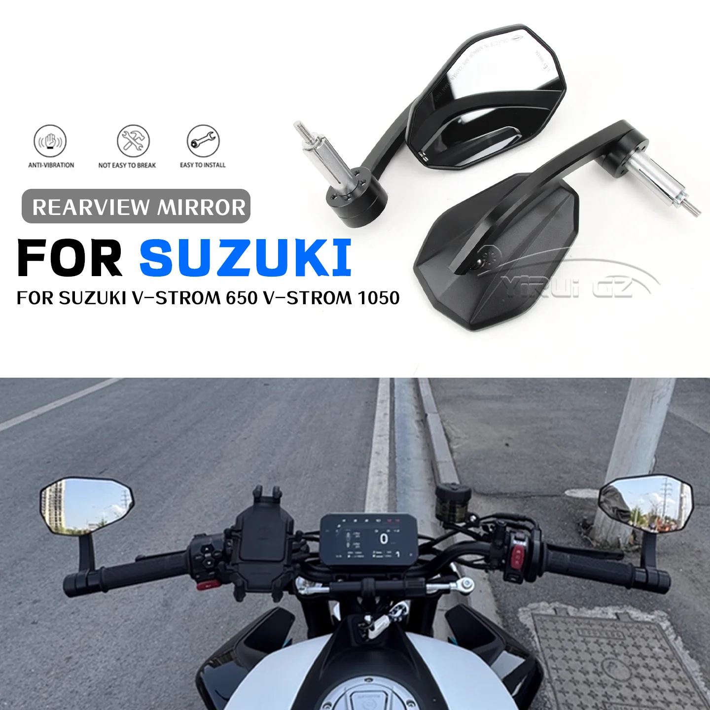

Для Suzuki V-Strom 650 V-Strom 1050 650 мотоциклетное зеркало на конце руля, боковые зеркала заднего вида, широкоугольное зеркало заднего вида