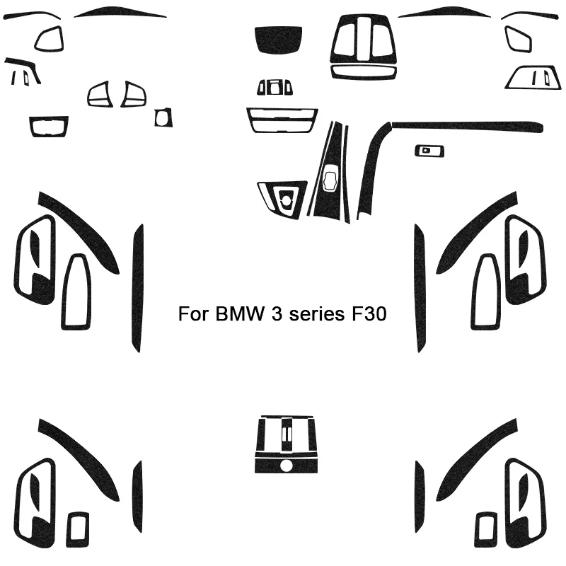 

For BMW 3 Series F30 2013-2019 Carbon Fiber Gear Shift Knob Panel Frame Cover Control Box Sticker Interior Trim(Black Suede leat