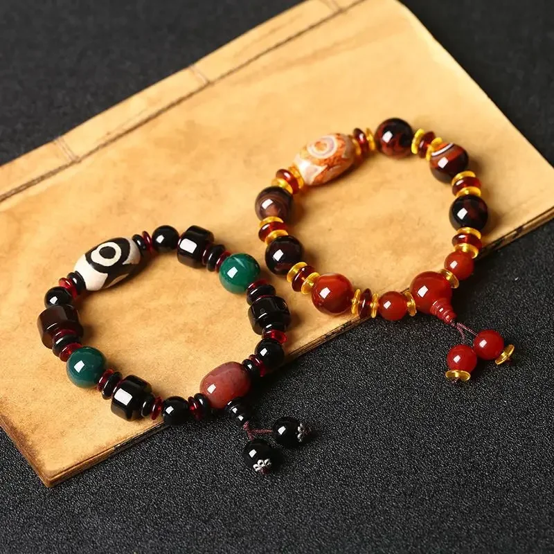 

New Tibet Fidelity God Beads Real 39 Eye Good Lucky Bracelet Agate Stone Men's and Women's Prayer Jewelry Hand String Charms