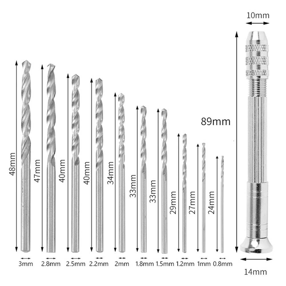 Hand Drill Bits Handle 0.3-3.2mm Bits Chuck Holder For Wood Plastic Rubber Models Hobby Drilling Craft Jewelry DIY Manual Tools