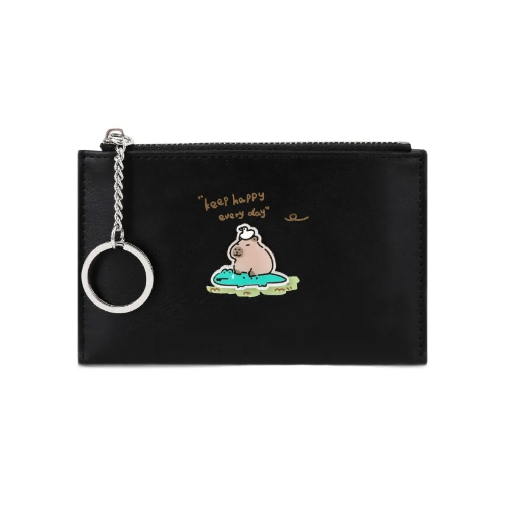 Cadeau étanche mignon Capybara portefeuille PVC Style coréen dessin animé porte-cartes couleur unie compartiment à notes suspendu petit sac filles