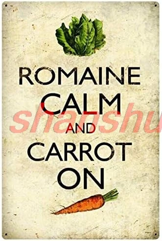 Metal Tin Signs Romaine Calm Carrot Home Decor Decorative Wall Sign Plaque Poster for Pub Patio Garden Farm 8 x 12 Inch ALIMAO