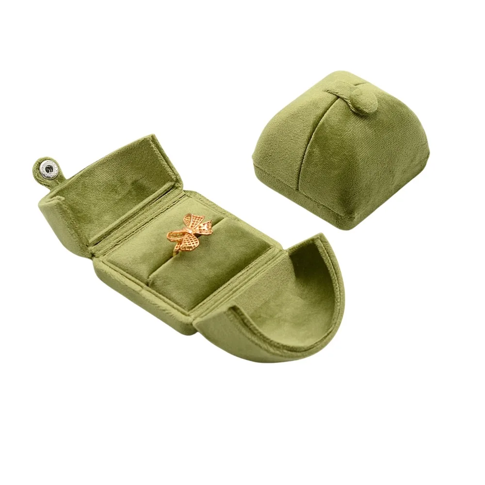 

Portable Solid Color Velvet Jewelry Box Vintage Luxury Necklace Bracelet Case Ornaments Double Door Jewelry Display Holder Gift