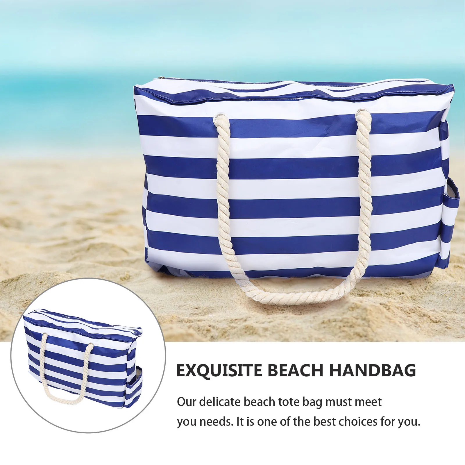 1Pcs Waterproof Beach Bag Large Canvas Beach Tote Extra Large Travel Pouch for Outdoor Swimming Gym Yoga Picnic Shopping Blue