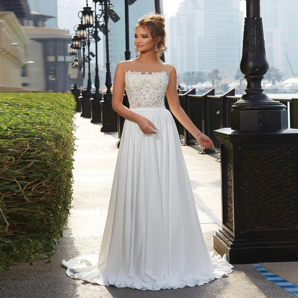 

Glitter A-Line Wedding Dresses Sexy Sleeveless Bridal Gowns Mopping Length Engagement Banquet Vestido De Novias 2025 Customized