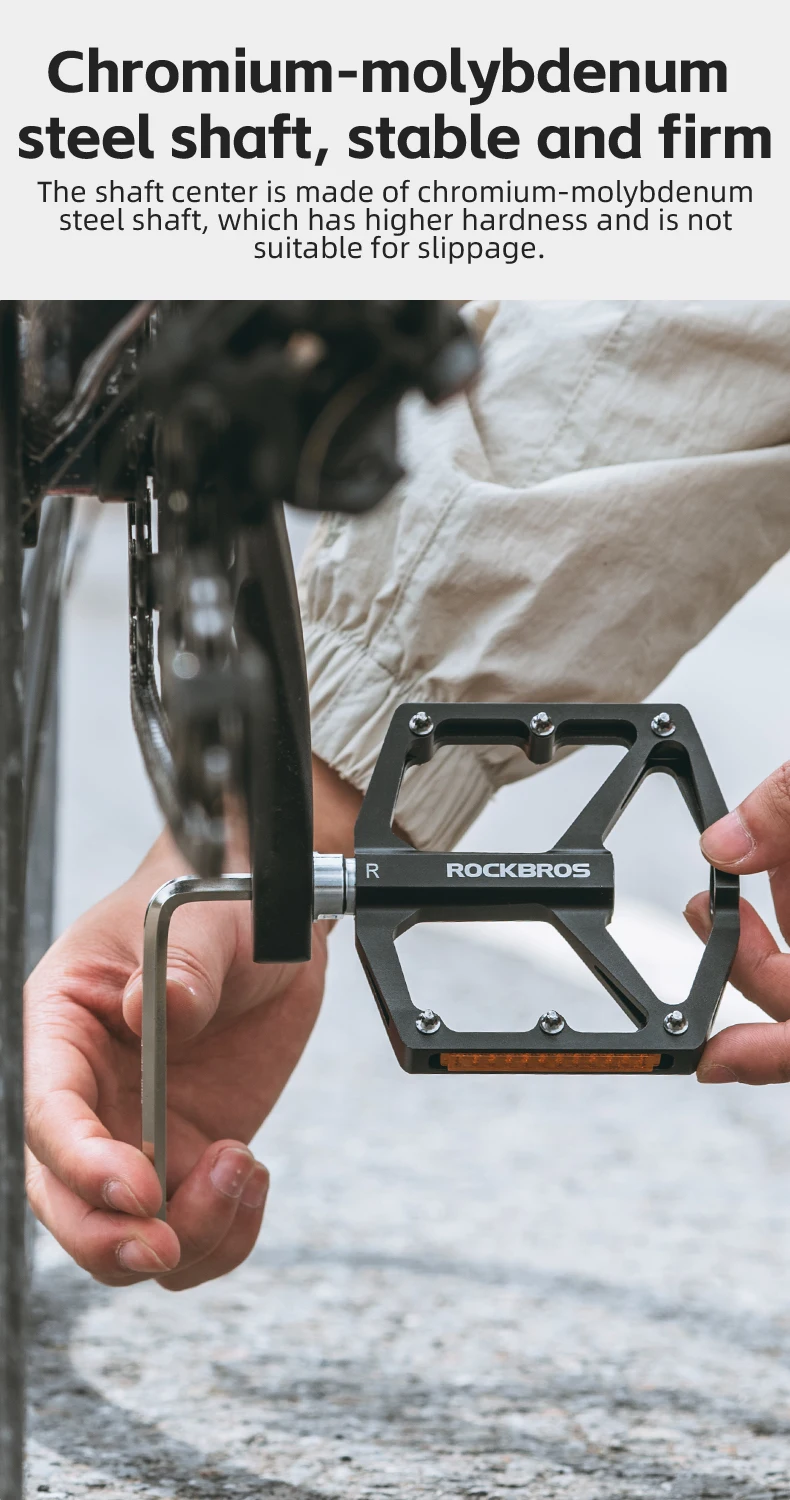 ROCKBROS Fahrradpedale, sparen Kraft, Aluminiumlegierung, rutschfest, MTB, Rennrad, Mountainbike, reflektierend, mit Kugellager, Fahrradzubehör – Detail 8