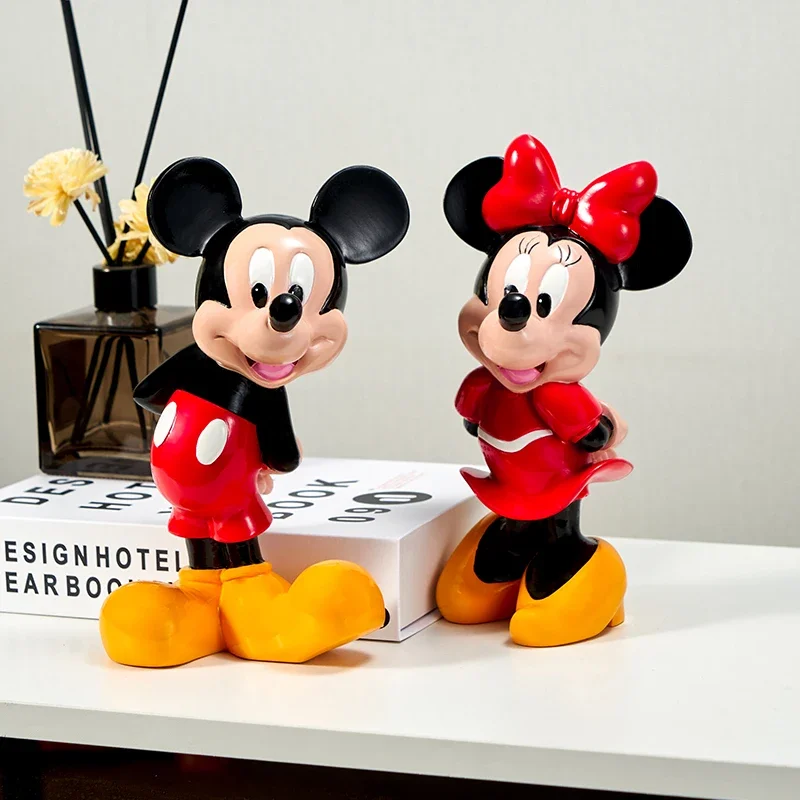 

21cm Disney Cartoon Mickey Mouse Anime Model Doll Black Minnie Ornament Resin Action Figure Toys Home Decoration Child'S Gifts