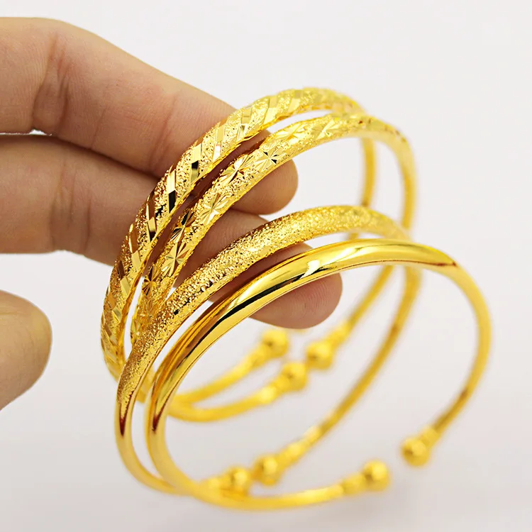 

9999 Real Gold 24K Fashion Thickened Gold Women's, Gold Gypsy Meteor Shower Opening Bracelet