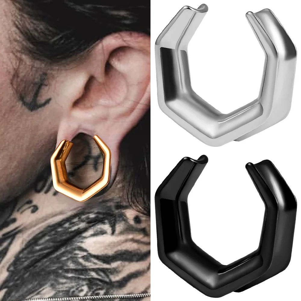 Doearko 2PCS Saddle Ear Tunnels Plugs Gauges Earrings 316 Stainless Steel Gauge Body Piercing Jewelry Fashion for Women Expander