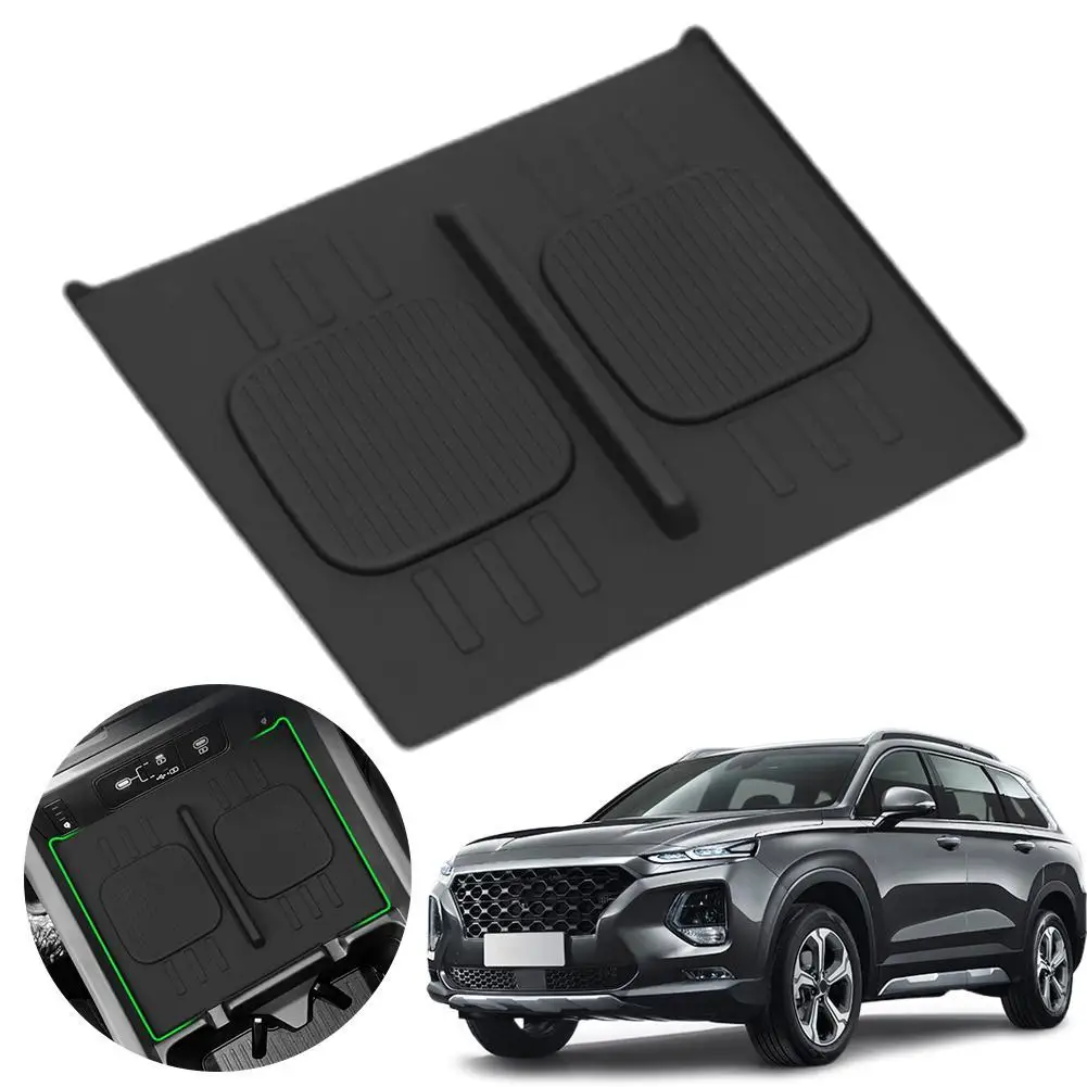 For Hyundai Santa Fe 2024 Central Control Wireless Charging Pad Auto Interior Car Anti Slip Dustproof Charger Mat Accessories