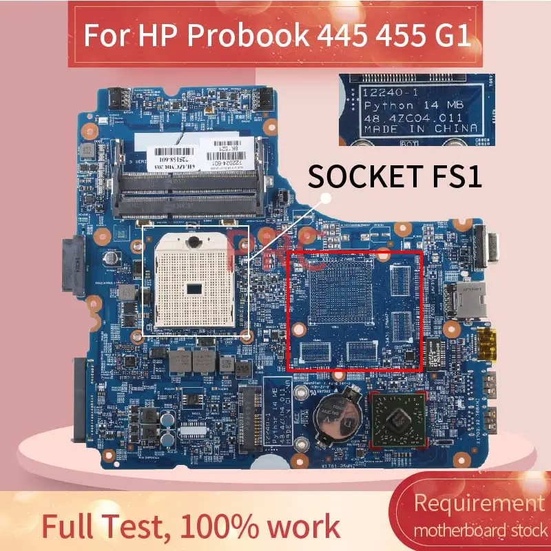 

12240-1 48.4ZC04.011 For HP Probook 445 G1 455 G1 Laptop Motherboard SOCKET FS1 722824-501 722824-001 722824 Notebook Mainboard