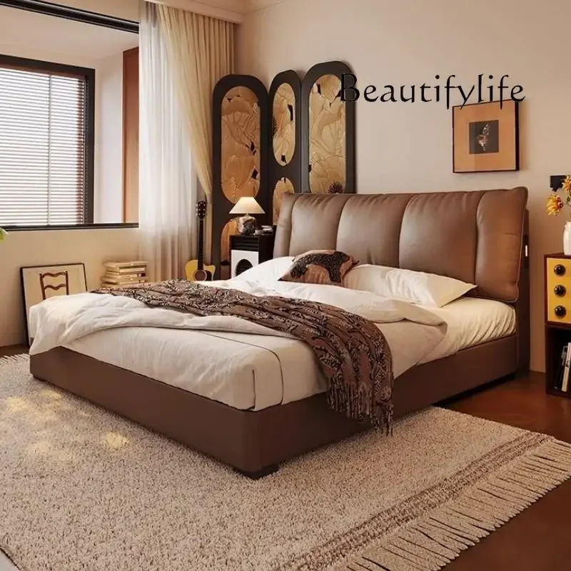 

Рама 1 куб.см, роскошная современная гибкая деревянная двуспальная кровать, двуспальная кровать размера King Size для хранения Cama, супружеская кожа, коричневый дизайн, двуспальная кровать