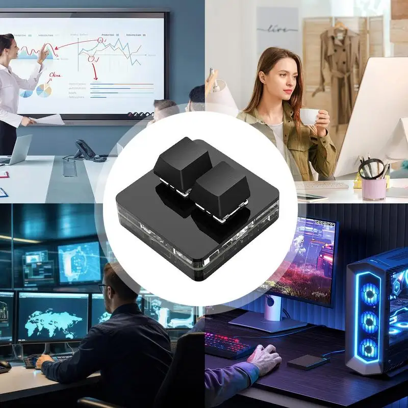 2 Key Keypad Mini USB Keypad Universal Mechanical Game PC Keyboards Copy And Paste RGB Backlit Keyboard For Home And Travel
