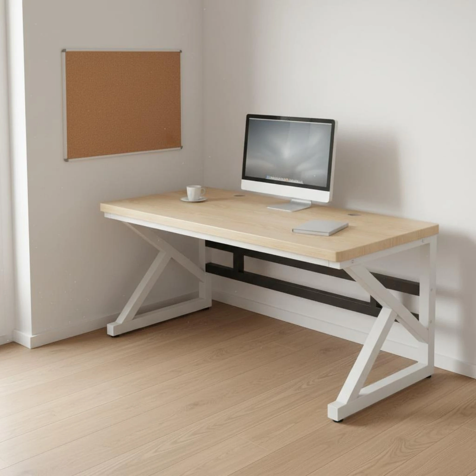 

Study Desk Space-Saving Home Office Desk Furniture Easy to Match Thick Wood Top for Bedroom, Small Apartment