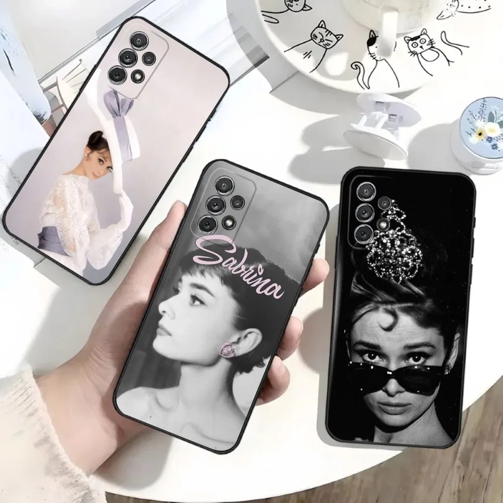 A-Audrey H-Hepburn Phone Case For Samsung S25,S24,S21,S22,S23,S30,Ultra,S20,Plus,Fe,Lite,Note,10 Black Soft Shell