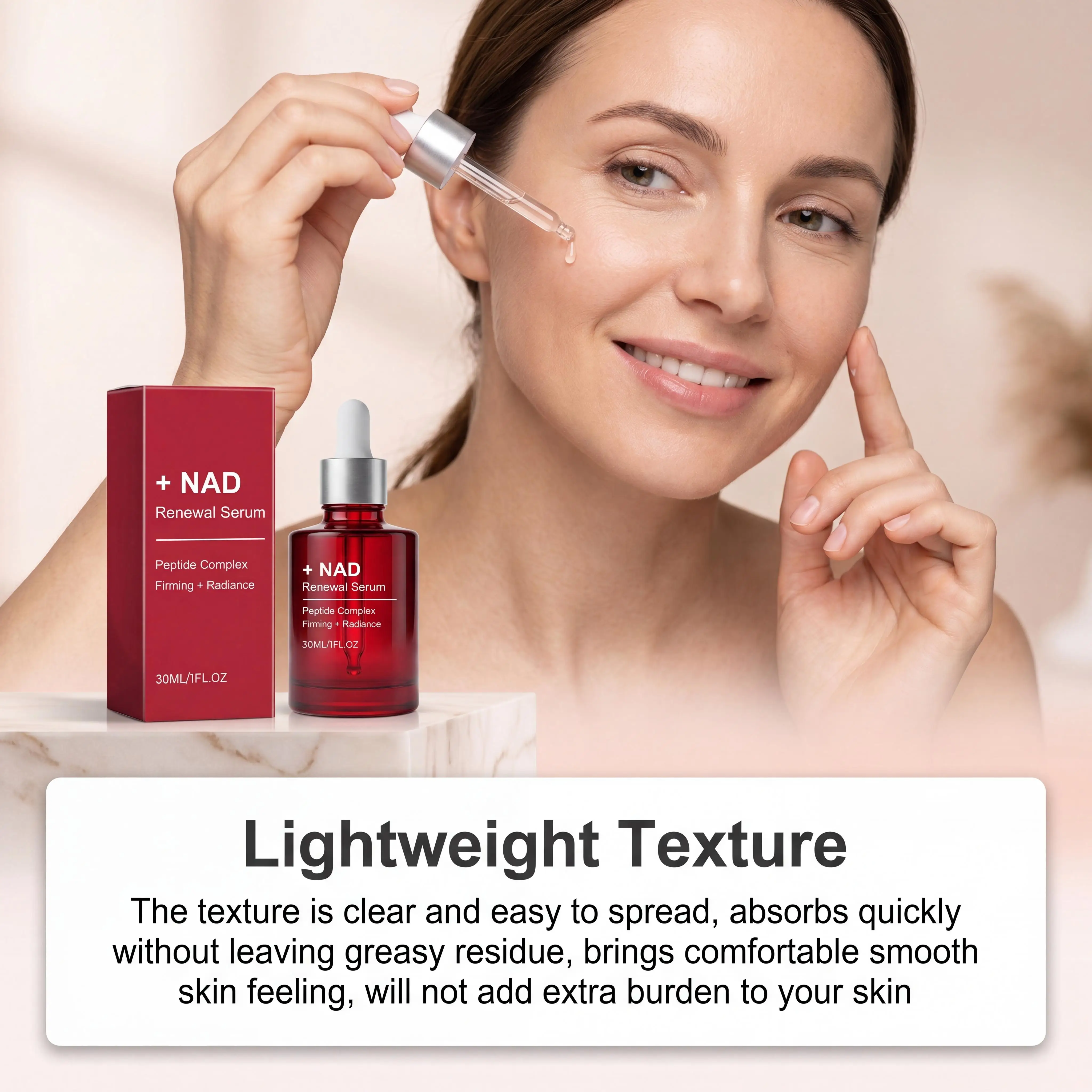 NAD+ Straffendes Serum Kollagen Kupferpeptide Gesichtsserum Anti-Aging Erhöht die Elastizität Strafft die Poren Für ein jugendlich aussehendes Hautbild – Detail 6