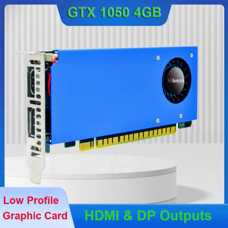 

SRhonyra GTX 1050 4GB GDDR5 Low Profile GPU,HDMI+DP Output,for SFF PC/OPS/Industrial Computer,Gaming and Office Graphics Card
