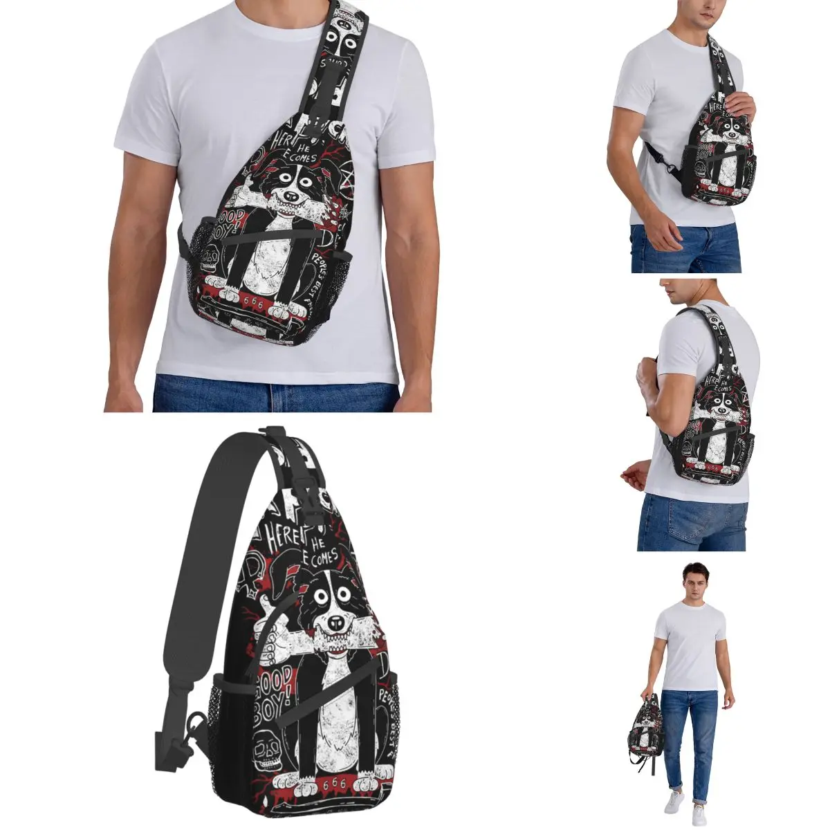 Mr Augurken Tv Crossbody Slingtas Kleine Borsttas Volwassen Hond Kwaadaardige Satan Schouderrugzak Dagrugzak Wandelen Buiten Reistas