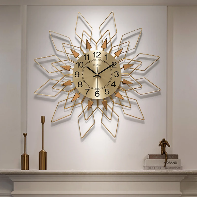 

American Living Room Wall Decoration Light Luxury Art Wall Clock Fashion Creative Clocks Bedroom Mute Wrought Iron Wall Watches