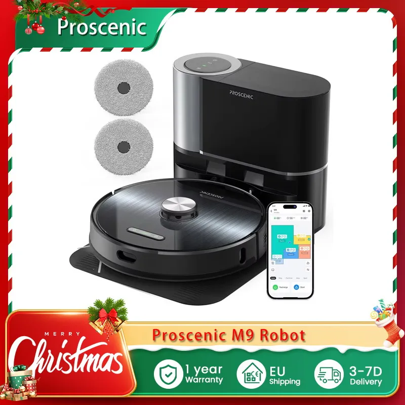 Proscenic M9 Robot Vacuum Cleaner Laser Navigation 45KPa Suction 5200mAh Battery 250Mins Runtime Google Home Alexa & app control