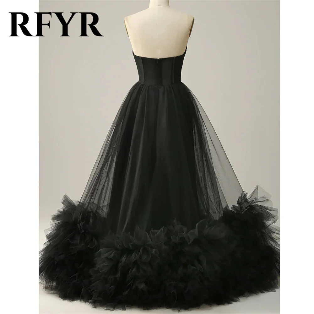 RFYR-vestidos de noche con hombros descubiertos, vestido de graduación de línea a, tul Sexy, Espalda descubierta, rizo de borde