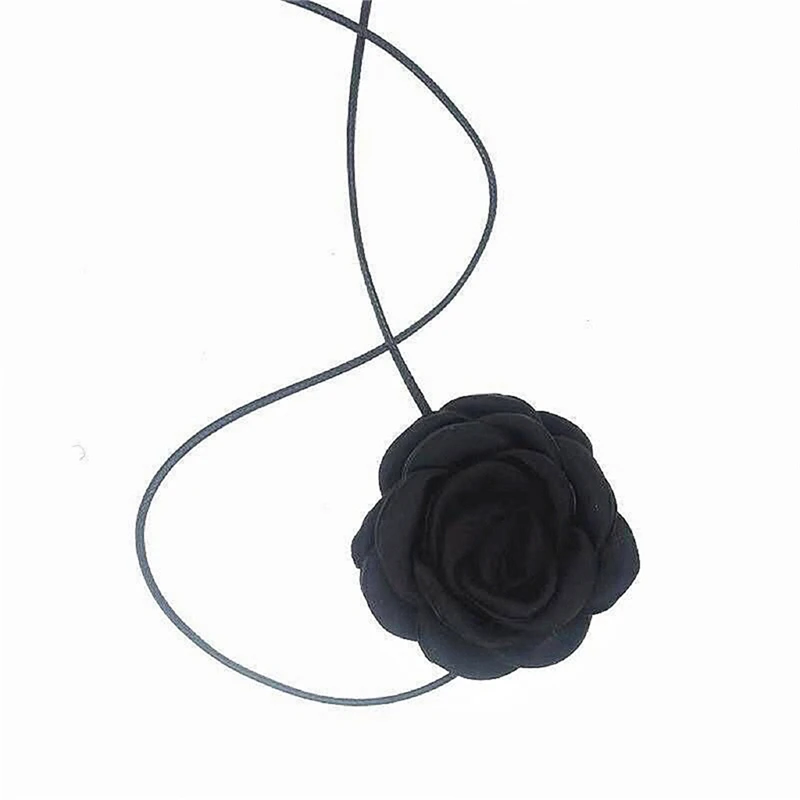 Collar de cadena de clavícula con flor de Rosa grande para mujer, gargantilla de cuerda ajustable de moda coreana, romántica, gótica, accesorios de fiesta