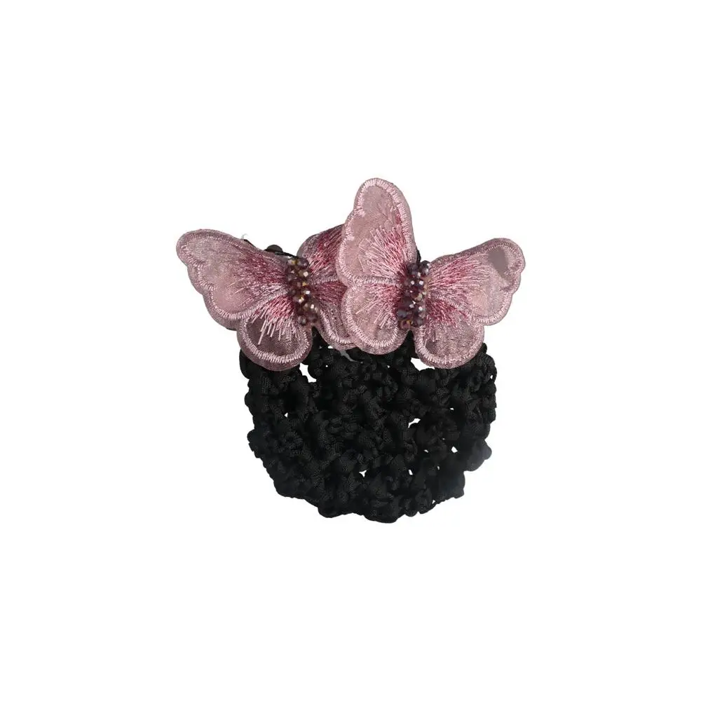 

Sweet Elegant Nurse Airline Stewardess Butterfly Crystal Ponytail Clip Hairgrips Cover Net Korean Bun Snood Women Spring Clips
