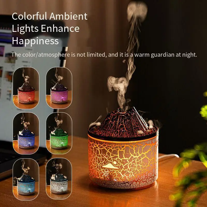 

Flame Volcano Humidifier Aroma Diffuser Ultrasonic Mist Maker Fogger LED Essential Oil Fire Jellyfish Diffuser Fragrance Home