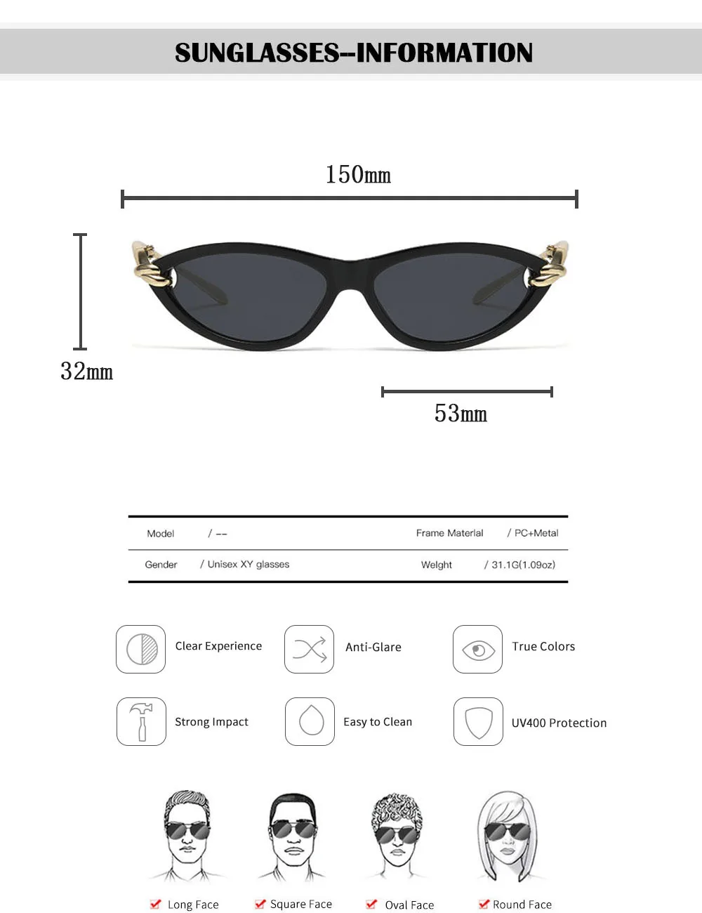 Mode Oval Sonnenbrille Frauen 2026 Luxus Vintage Neue Cat Eye Sonnenbrille Gläser Luxe Lunette Soleil Femme Lentes De Sol Mujer – Detail 15