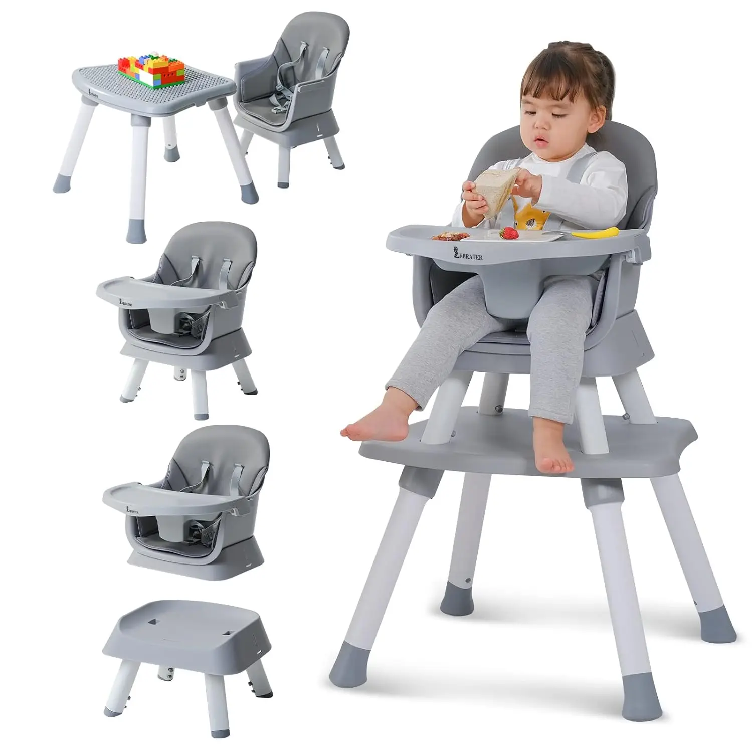 

Baby Highchair,8 in 1 High Chairs for Babies and Toddler,Convertible for Baby, Kids Learning Table,Building Block Tabl