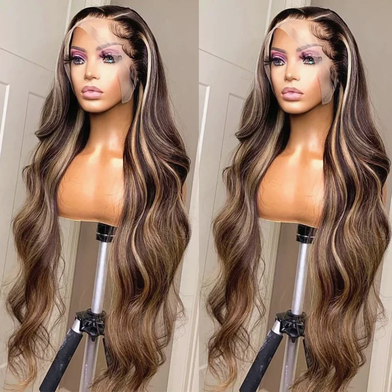 13x4 Hd Lace Wig 13x6 Human Hair Highlight Wig Body Wave Lace Front Wig For Women 30 32 Inch Brazilian Ombre Blonde Glueless W Y